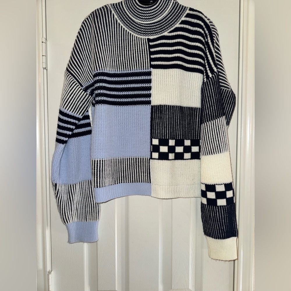 Black And White Patchwork Sweater - image 1